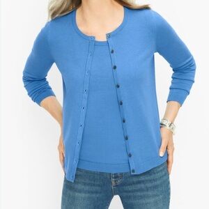Talbots Women’s Charming Cardigan Sweater Blue Long Sleeve Button Close XS‎ NWT